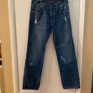 Vigoss Mens Distressed Blue Jeans 32 Ralph Straight